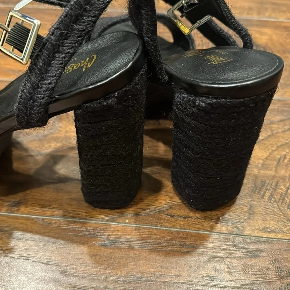 NEW! Chase & Chloe Black Lorelie Platform Heeled Sandal - Size 8 🚜